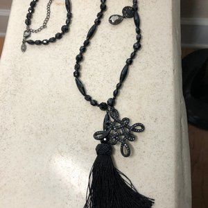 Chico's Black Beaded Evening Necklae